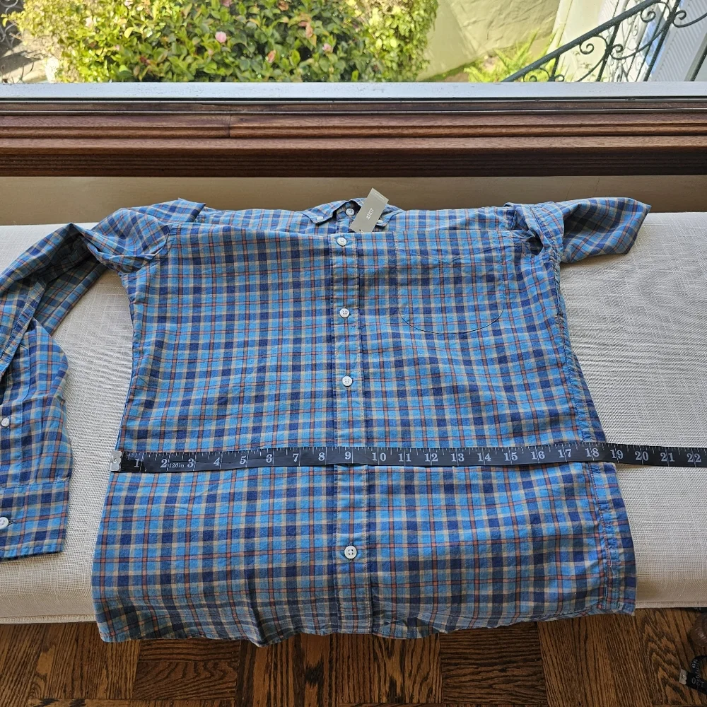 New! J Crew Mens size Small S Slim Stretch Secret Blue Plaid Shirt NWT